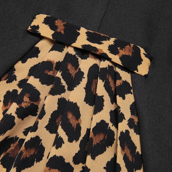 NWOT Retro Stage Medium Black 1960s Raw Hem Leopard Asymmetric Wrap Dress - Picture 4 of 9